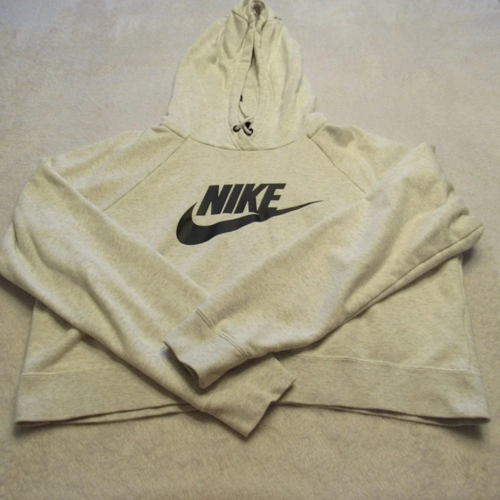 Nike Hoodie Women's Large Grey Cropped Pullover Futura Logo Sportswear